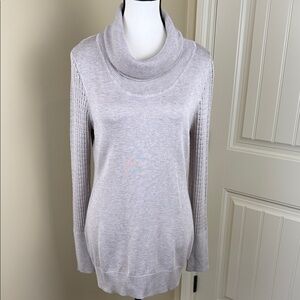 Reitmans Sweater Heather Beige Brown Cowl Neck Turtleneck Long Body Women's Sz M